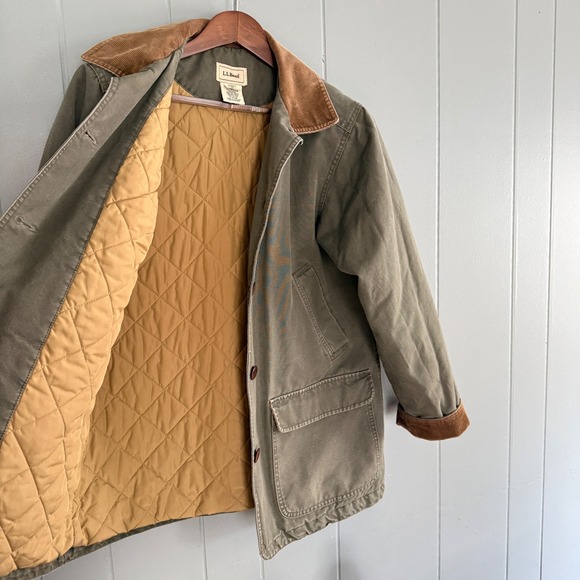 Vtg LL Bean Field Coat Barn Jacket Corduroy Collar M Fisherman Chore Coat OWY28 - Picture 5 of 13